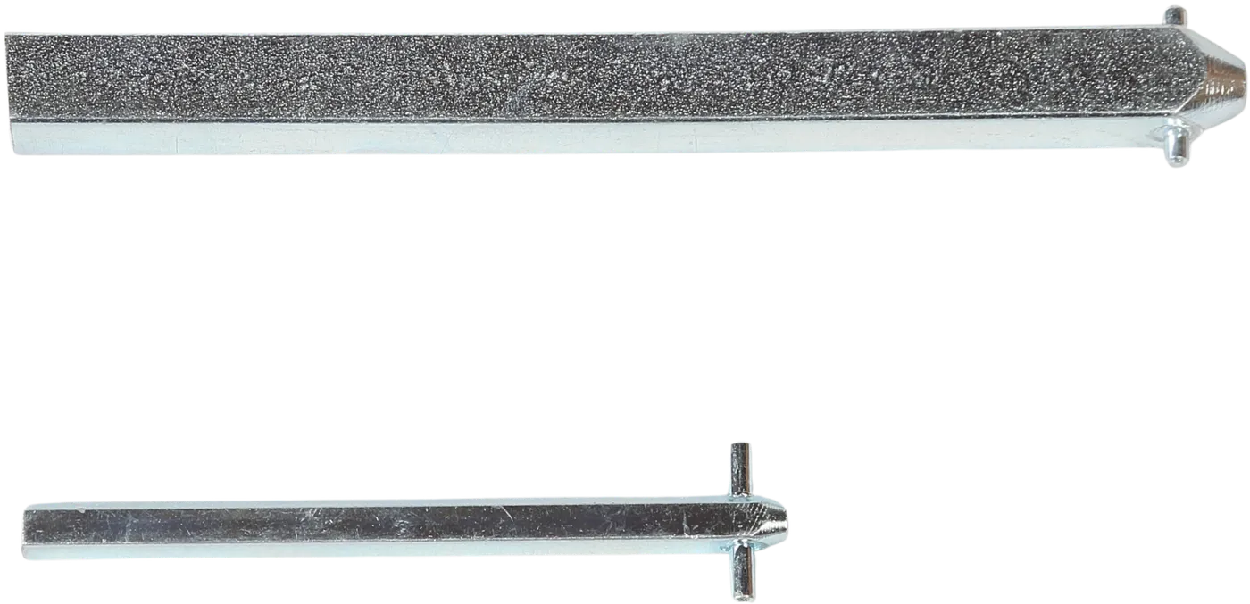 Two steel disconnect operating shafts of different lengths