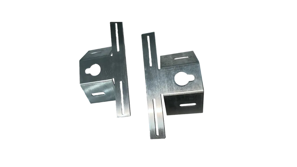 A pair of aluminum enclosure mounting brackets