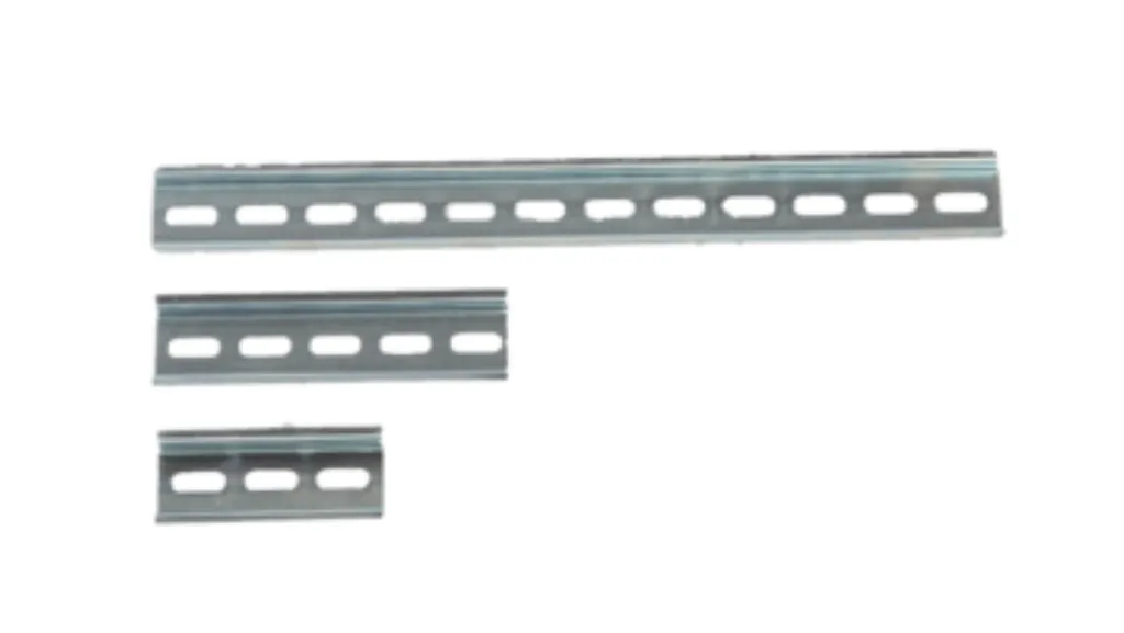 Three lengths of slotted DIN rail